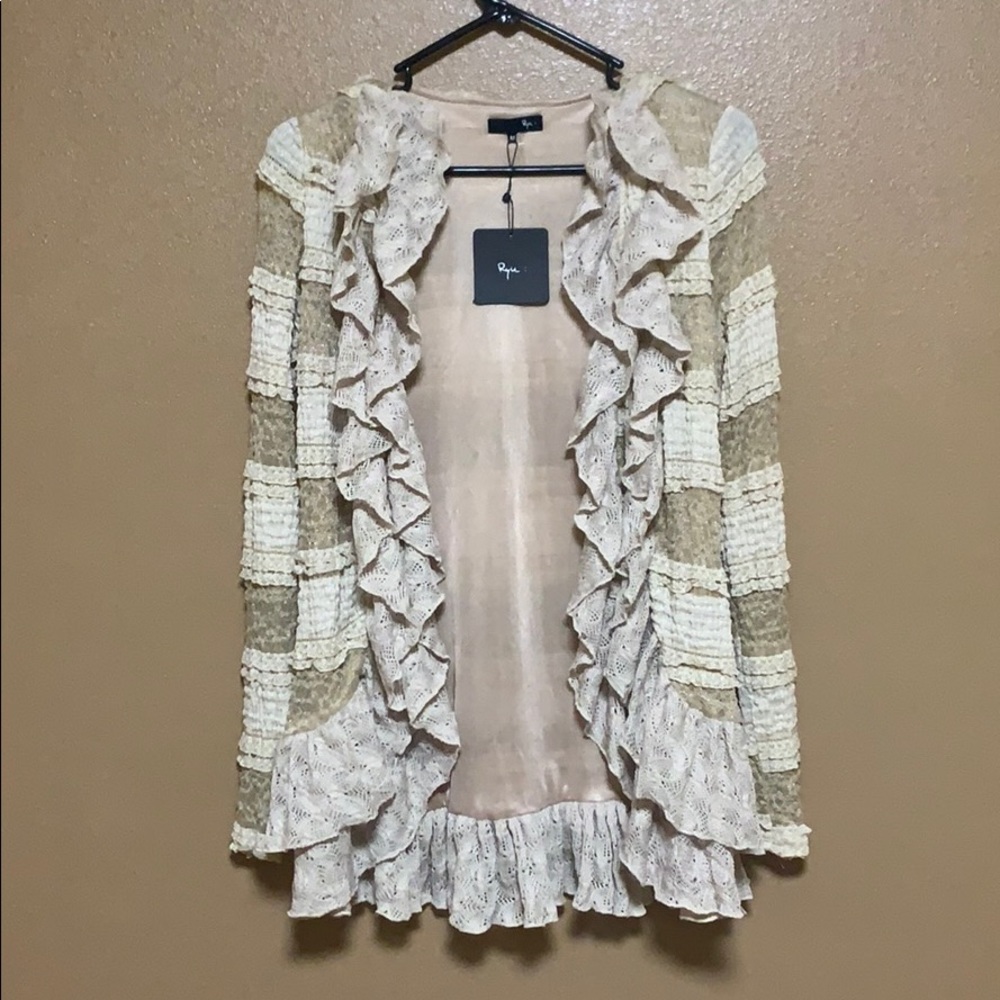 RYU Lace Cardigan Ruffle Vest